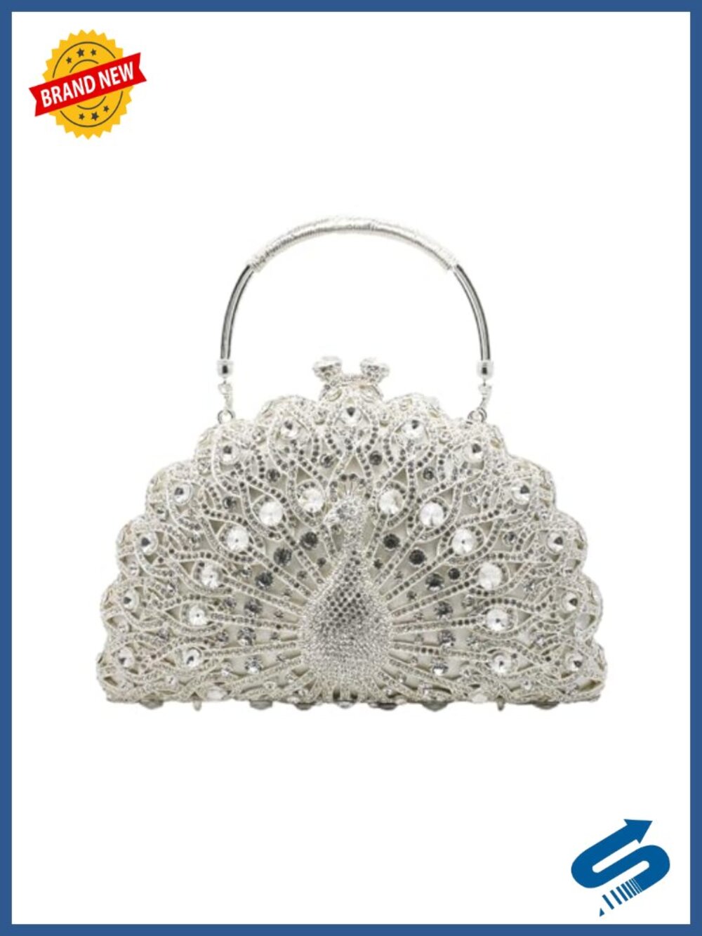 Peacock Crystal Evening Clutch Rhinestone Purse Ladies Luxury Formal Bag